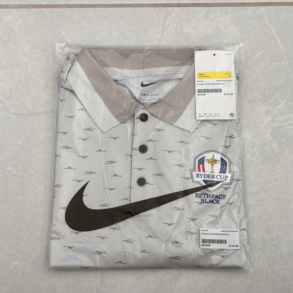 Nike 2025 Ryder Cup Bethpage Black Men’s Light Gray Polo Shirt DRI-FIT